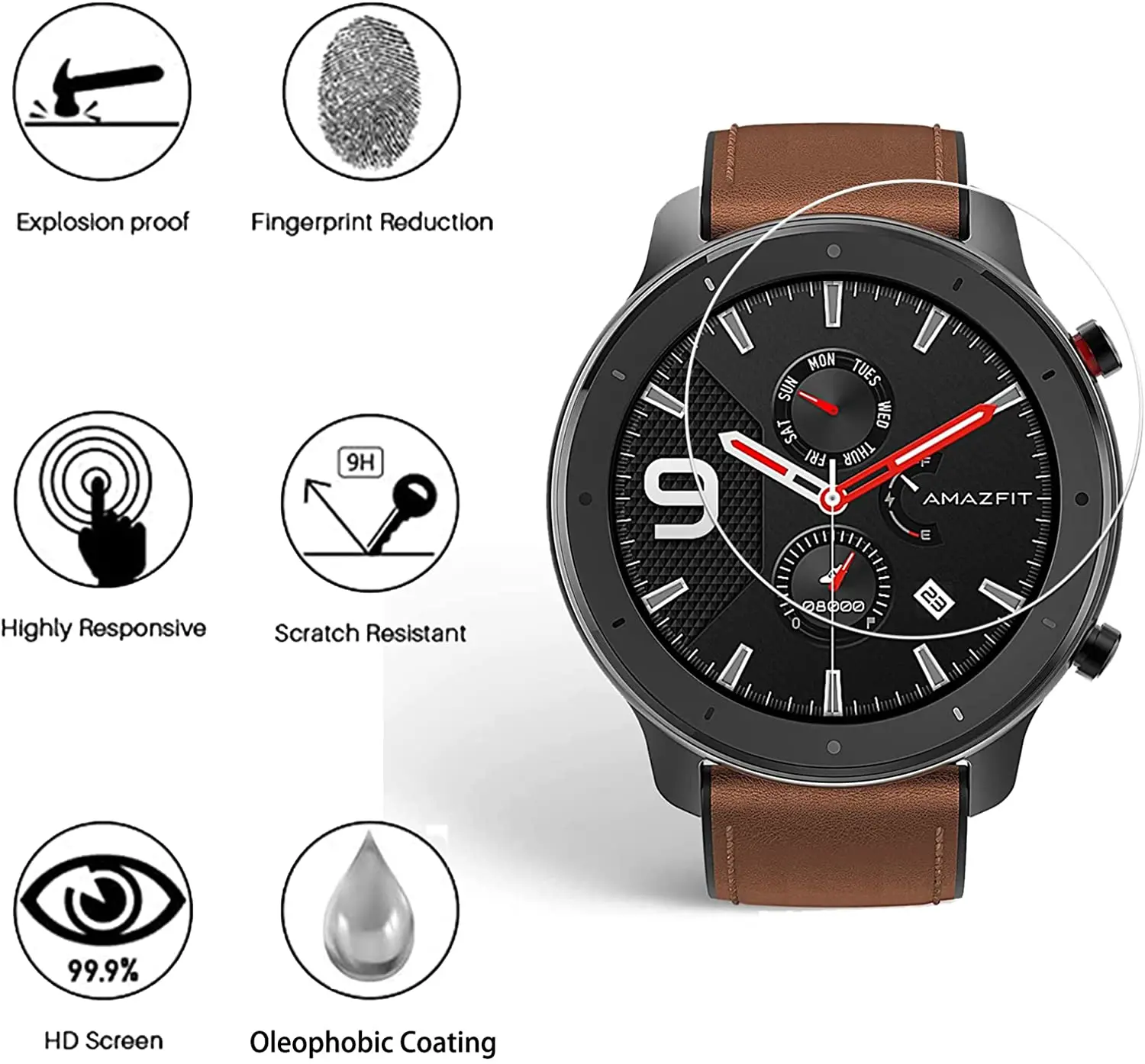 Закаленное стекло 9H для смарт-часов AMAZFIT GTR 42 мм 47 |