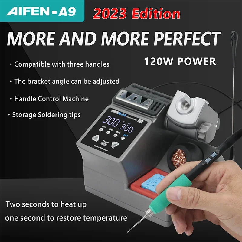 Фото Паяльная станция AIFEN A9 с паяльником и ручкой C210/C245/C115 для пайки электронных плат, BGA-пайки и ремонта, бессвинцовая №1