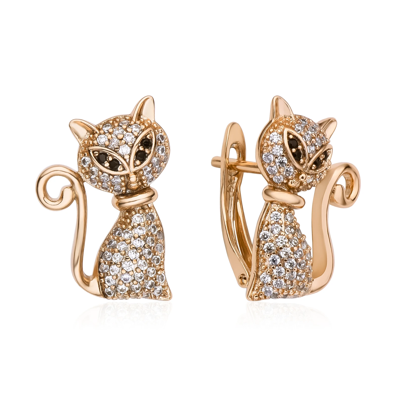 

Exquisite Cat Stud Earrings Crystal Encrusted Luxury Rose Gold Color Jewelry Animal Pet Ear Ring for Women