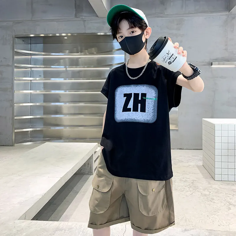 

2 шт./комплект, хлопковый спортивный костюм для мальчиков 5-14 лет