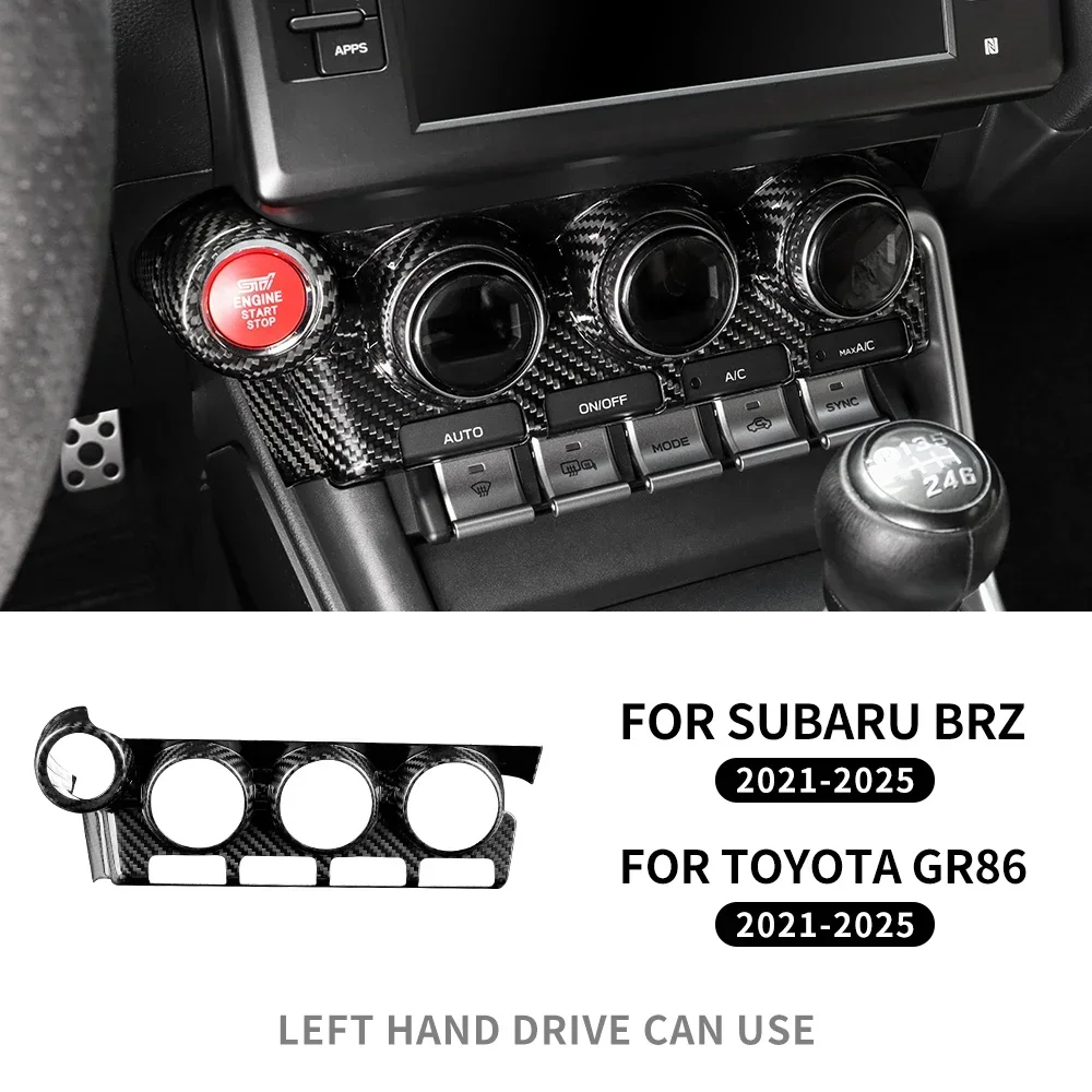 

Чехол из настоящего твердого углеродного волокна с левым рулем для Subaru BRZ Toyota GR86 2021 2022 2023 2024 2025, наклейка на панель управления кондиционером автомобиля