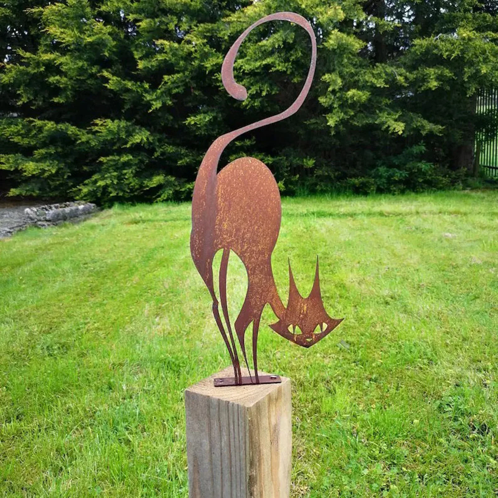 

Metal Cat Fence Topper Decor Halloween Cat Garden Decor Metal Yard Art Outdoor and Garden Steel Silhouette Plastic Garden Tags