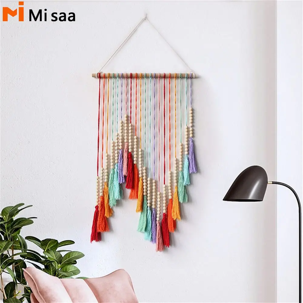 

Colorful Tapestry 610g The New Hand Made Colorful Tassel Home Decorations Home Background Wall Decoration Durable Selected Wood