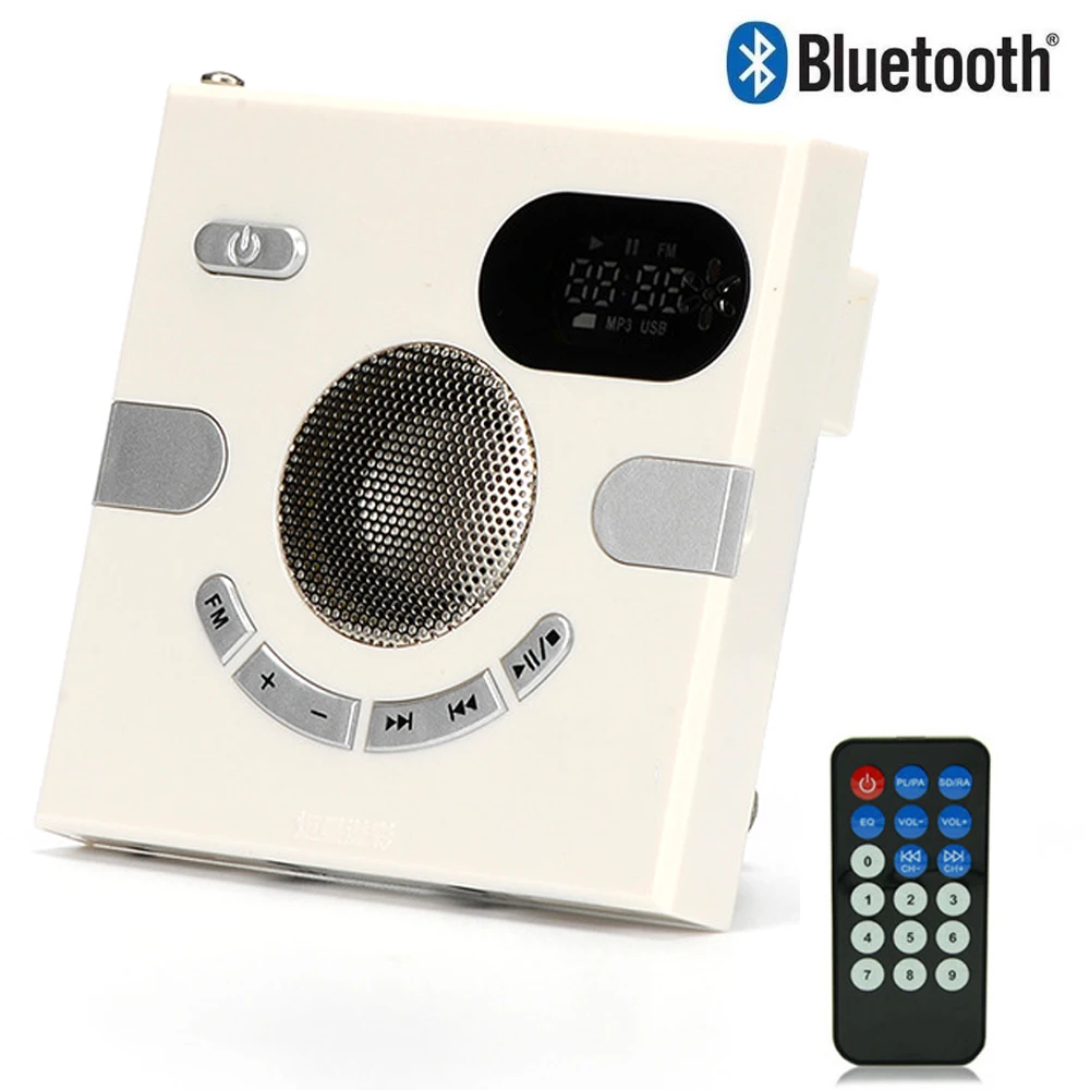 

Wall Smart Bluetooth Speaker Mini Music Player FM Radio with Headphone Jack Remote Controller Support TF Card USB Disk
