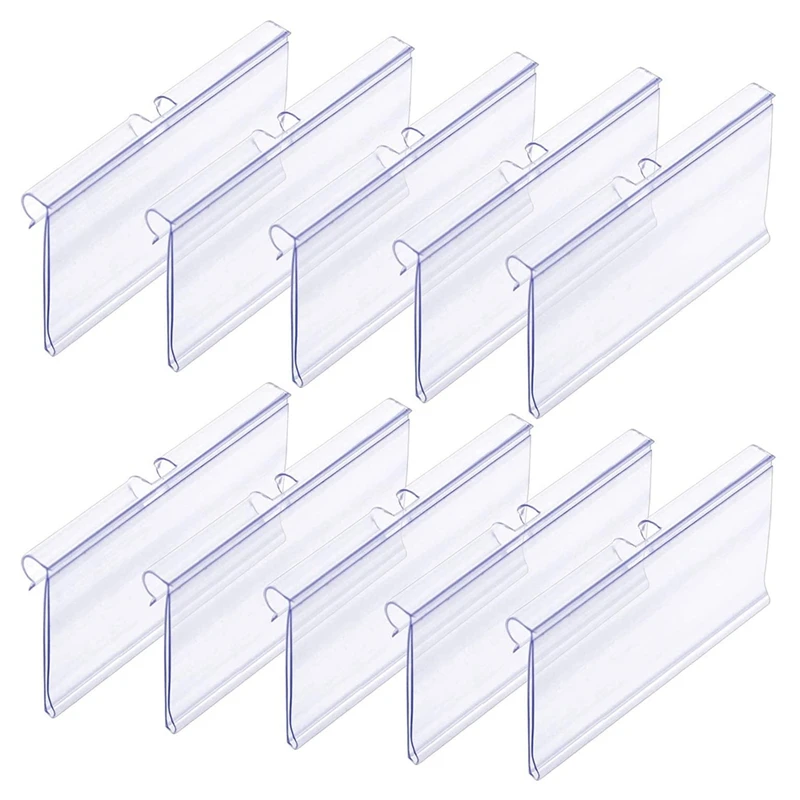 

New 70PC 8X4.2Cm Clear Plastic Label Holders For Wire Shelf Retail Price Label Basket Labels Clip On Labels For Storage Bins