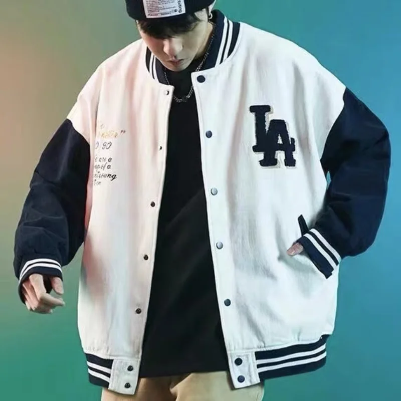 

Куртка мужская с Вышивкой Букв в американском стиле ретро, уличная трендовая бейсбольная форма пилота, Повседневная Свободная парная одежд...