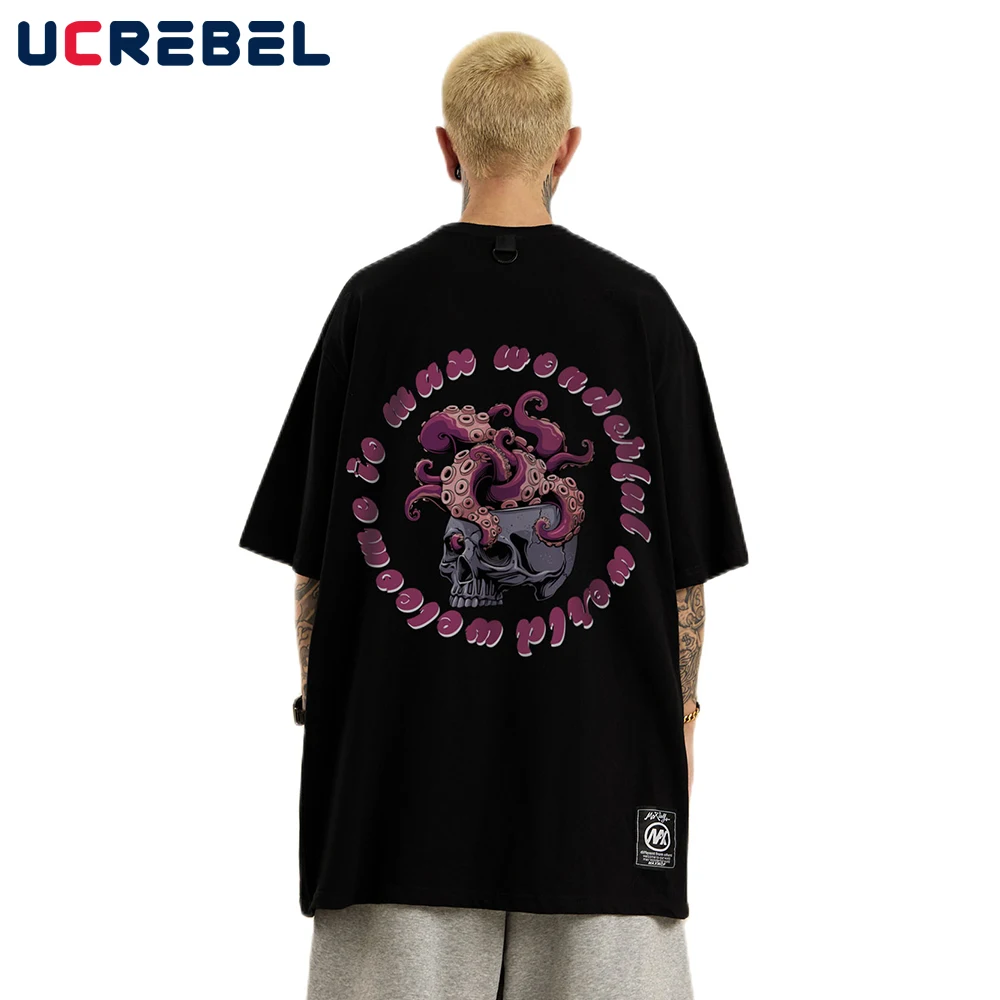 

Футболка мужская с принтом монстров, повседневная тенниска из хлопка с коротким рукавом, с круглым вырезом, свободная майка с открытой спин...