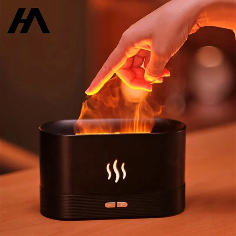 

USB Simulation Flame Night Light with 180ML Water Tank Humidifier Suitable for Bedroom Living Room Office Atmosphere Desk Lamp