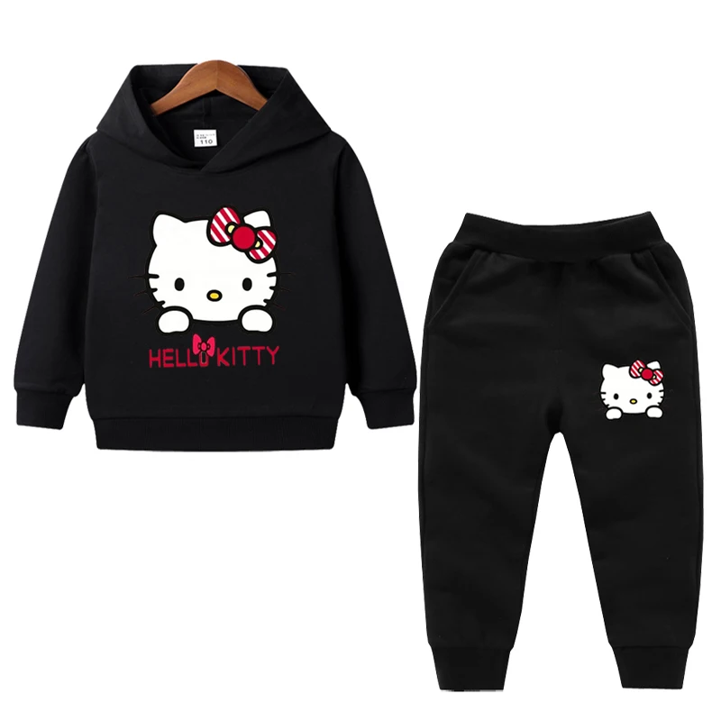 Conjunto de ropa de la patrulla canina para niños y niñas, traje de 1 a 8 años para primavera y otoño, conjunto de 2 piezas de Hello Kitty
