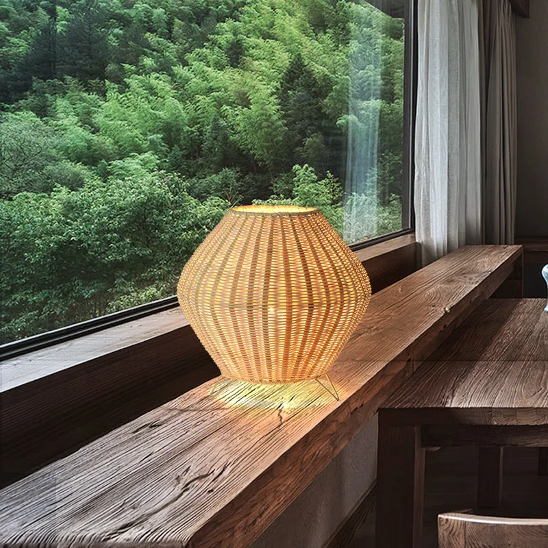 

Rattan Table Lamp Modern Southeast Asia Table Lamps For Living Room Bedroom Loft Study Desk Decor Light Night Home Bedside Lamp
