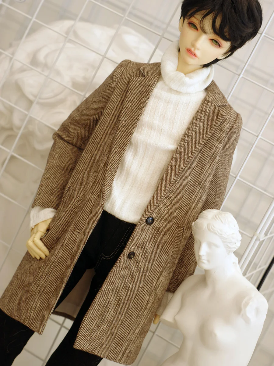 Фото D09-P356 игрушка ручной работы 1/3 MSD SD13 SD17 POPO68, одежда для кукол BJD, розово-серое шерстяное пальто, длинная ветровка, 1 шт. №4