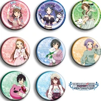 8pcs1lot anime the idolmster kikuchi makoto figure 1184 metal badges round brooch pin badge bedge gifts kids collection toy