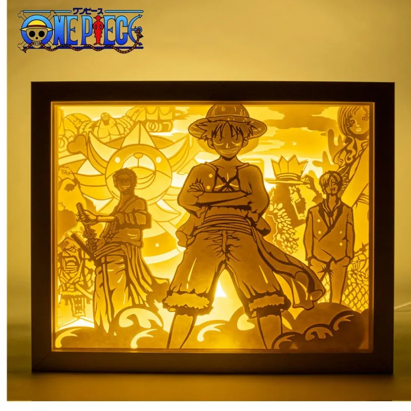 

One Piece anime hand-made peripheral photo frame paper carving lamp three-dimensional painting Luffy Sauron room decoration gift