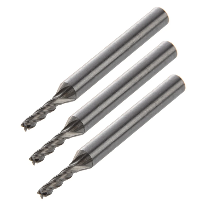 

HLZS-3 Pcs 3Mm X 6Mm X 12Mm X 60Mm 4 Flutes HSS AL End Mill Milling Cutter Tool