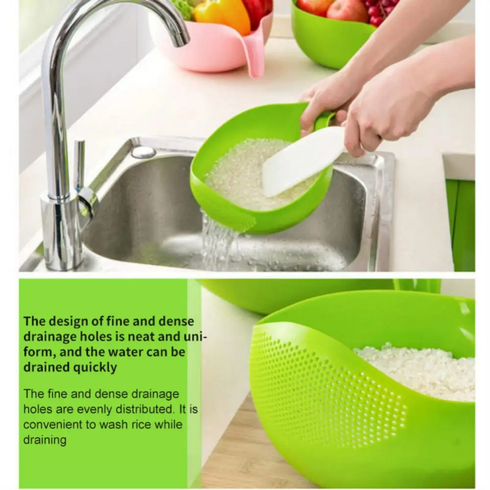 

Plastic Colander Drain Basket With Handle Multi-function Rice Washing Machine Sieve Drainer High Qualityconvenient Rice Washer