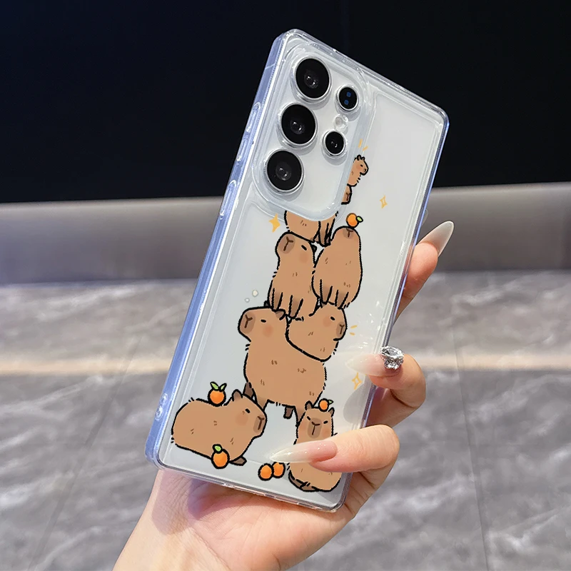 Фото Прозрачный мягкий чехол Orange Starlight Cute Bear для Samsung Galaxy S25 Ultra S20 FE S21 S22+ S23 Plus S24 S26 Edge №5