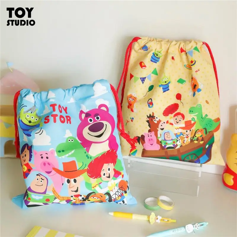 

Cartoon Disneys Lotso Kawaii Storage Bag Girl Heart Large Capacity Beam Mouth Cosmetic Bag Creative Small Cloth Bag Holiday Gift