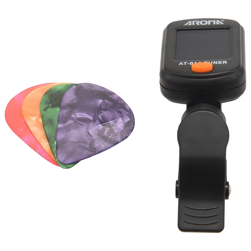 

AROMA AT-101 Guitar Tuner LCD Display For Ukulele Guitar Bass Mandolin Violin Banjo Chromatic Tuner 4 PCS Guitar Picks Included