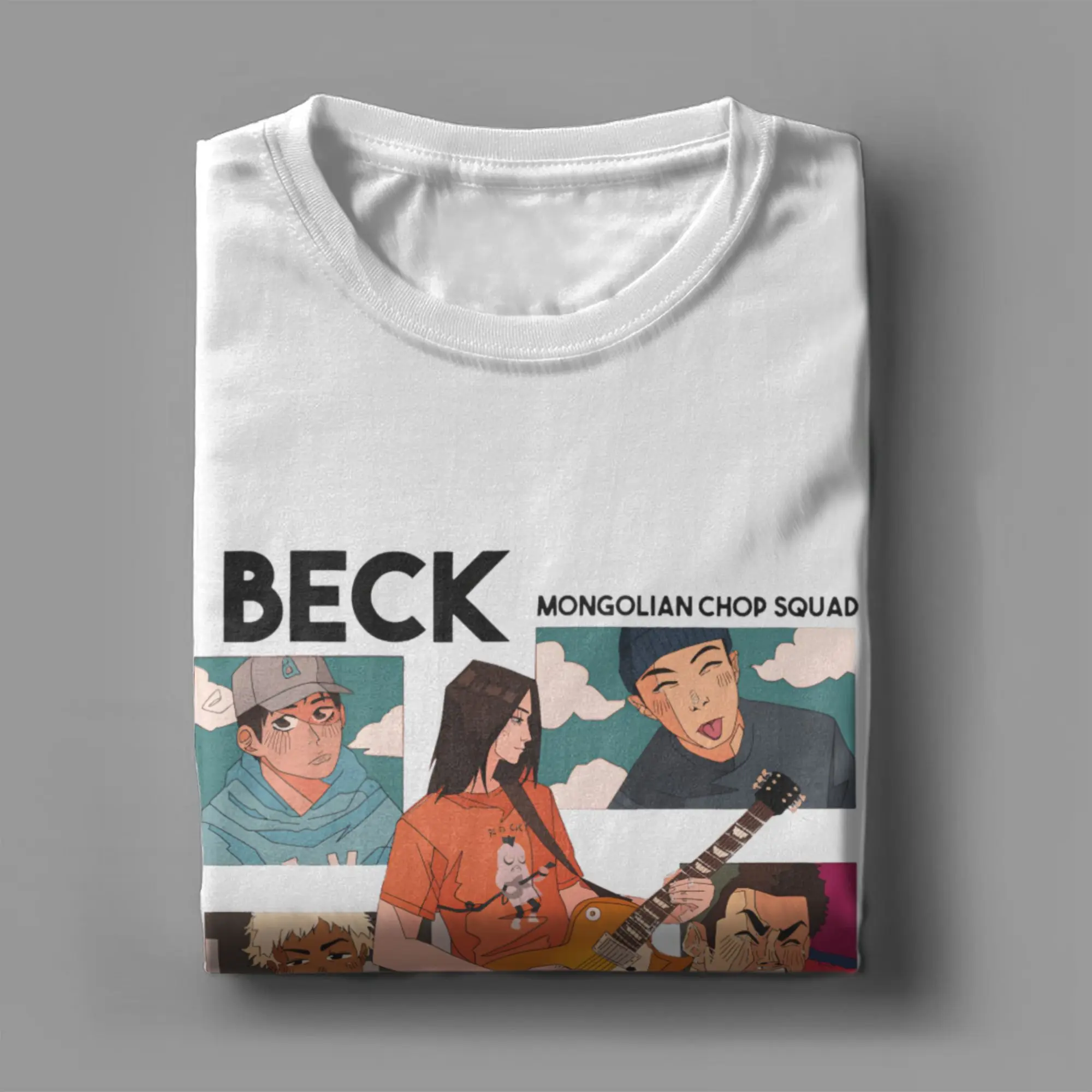 Фото Мужская футболка с рисунком аниме Beck Mongolian Chop Squad, юмористические хлопковые футболки, футболка с короткими рукавами, одежда с круглым воротником, подарок на день рождения №1