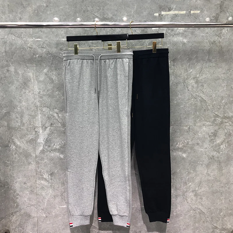 TB THOM Autunm Winter Men's Pants Fashion Brand Trousers Classic Cotton RWB Lower Hem Trim Stripe Sweatpants