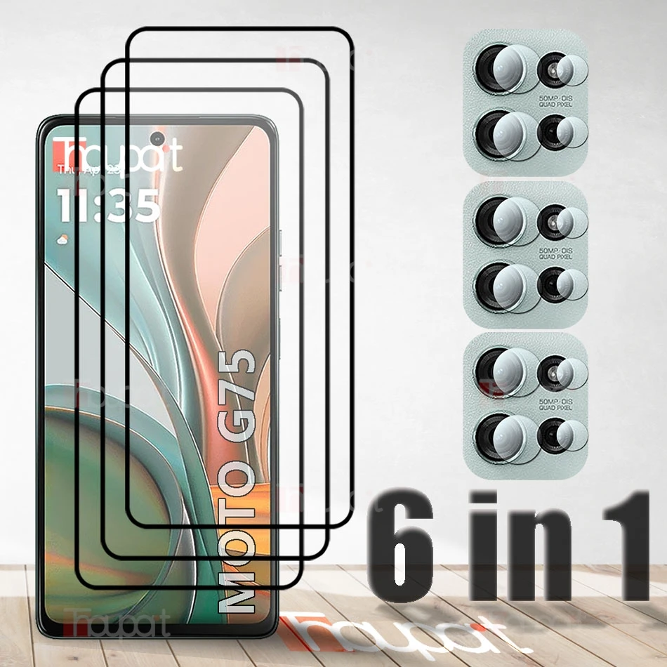 3 + закаленное стекло для Motorola Moto G75 защитная пленка экрана взрывозащищенное HD