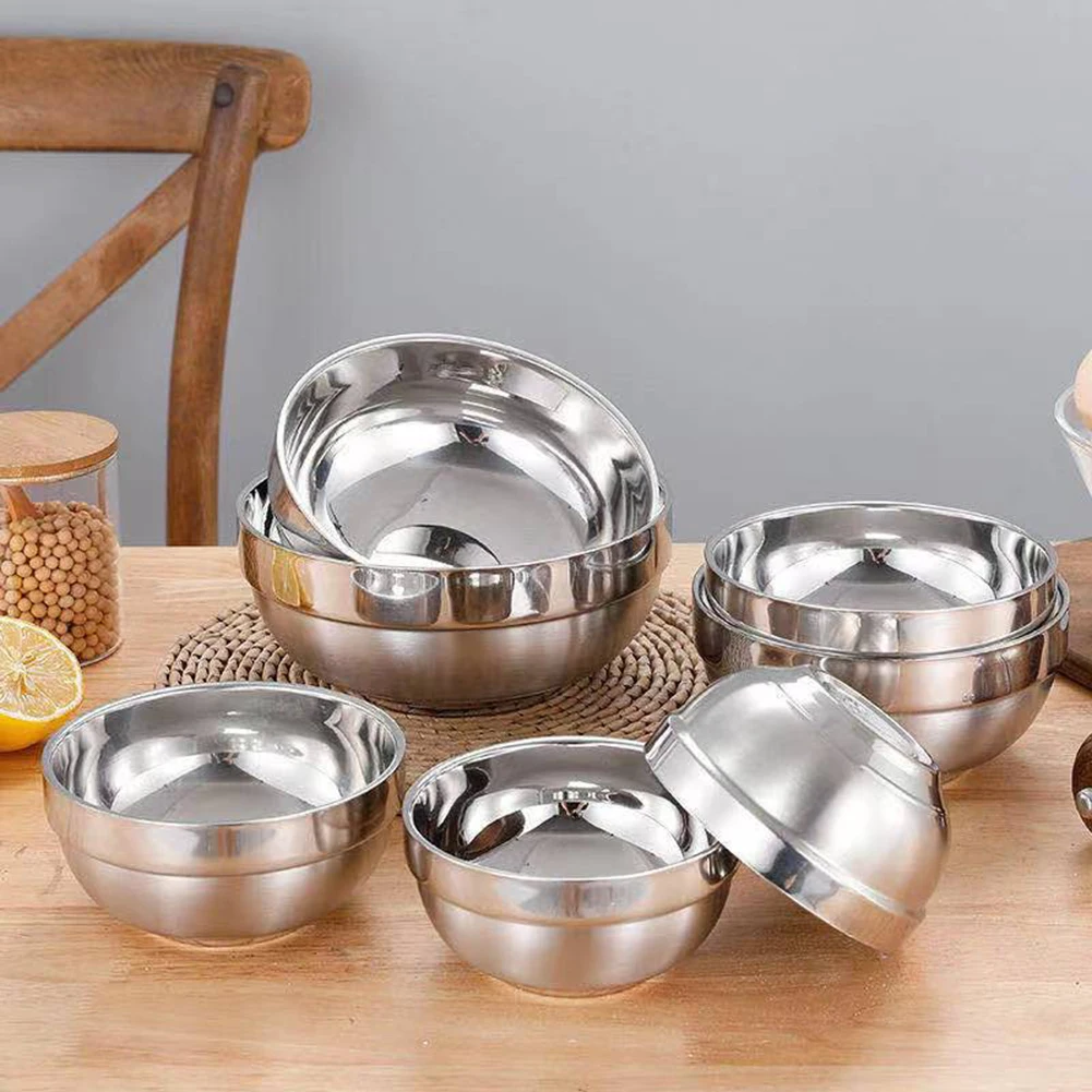 

Stainless Steel Mixing Bowls Non-Slip Nesting Whisking Salad Bowls Set Mixing Bowls For Cooking Baking Storage