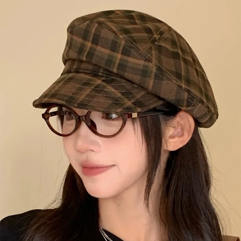 Восьмиугольные шляпы в британскую клетку с цветными блоками новые женские