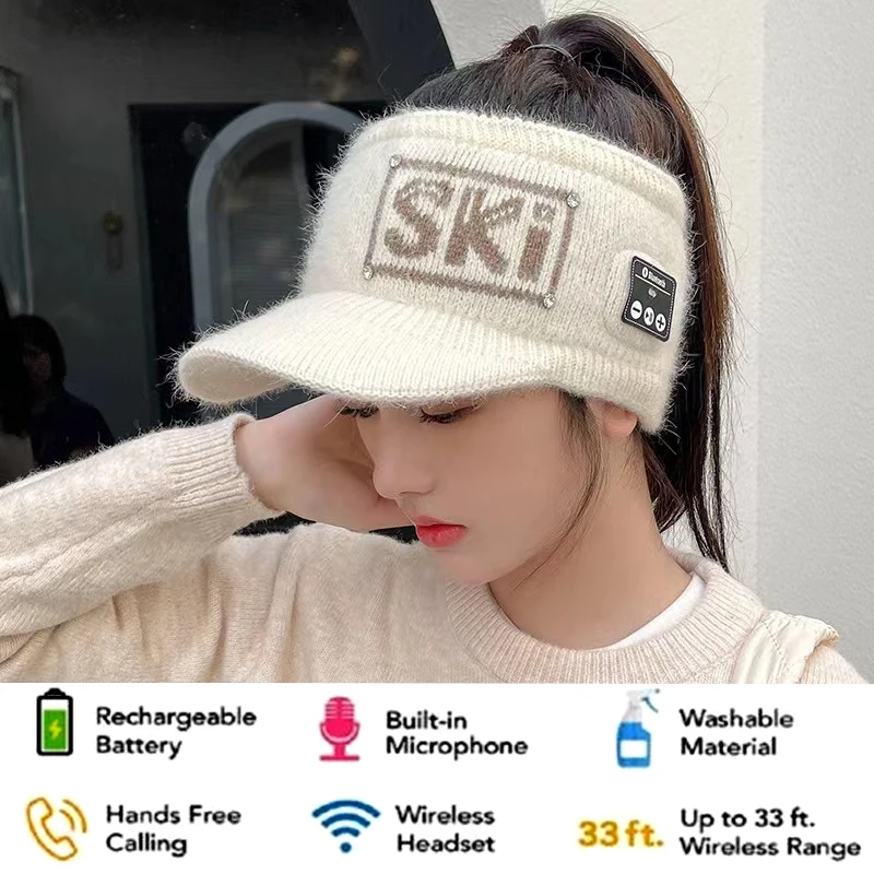 Wireless Headphones Bluetooth Sport Earphone Cap Winter Hands-free Call Music Knitted Baseball Hat Earbuds For All Smart Phones