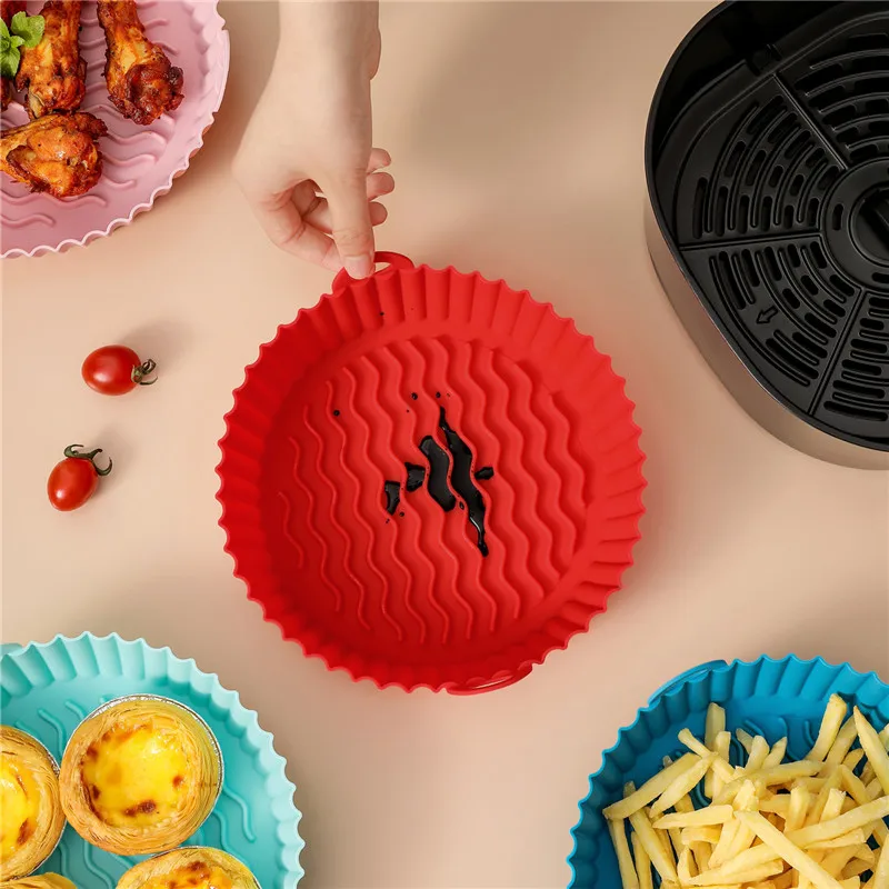

Silicone Air Fryer Pot Liners Pizza Pan Air Fryers Oven Baking Tray Fried Chicken Basket Mat Airfryer Baking Liner Replacement