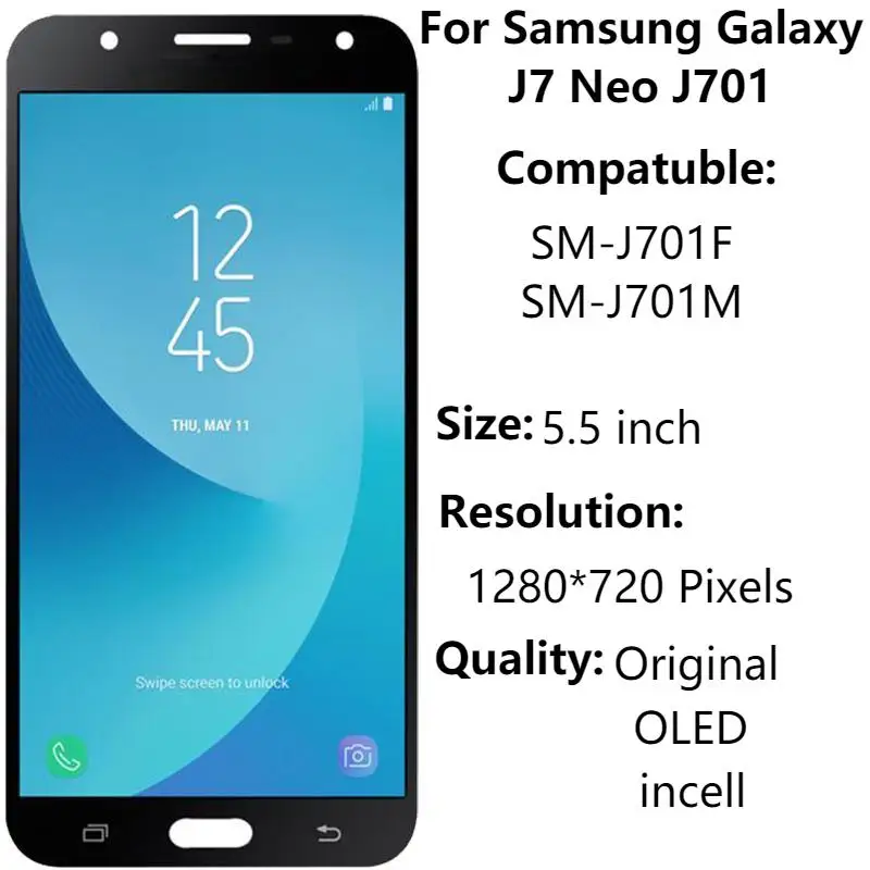 

5,5 ''Super AMOLED для Samsung Galaxy J7 Neo J701 ЖК-дисплей с рамкой SM-J701F J701M сенсорный экран в сборе запасные части