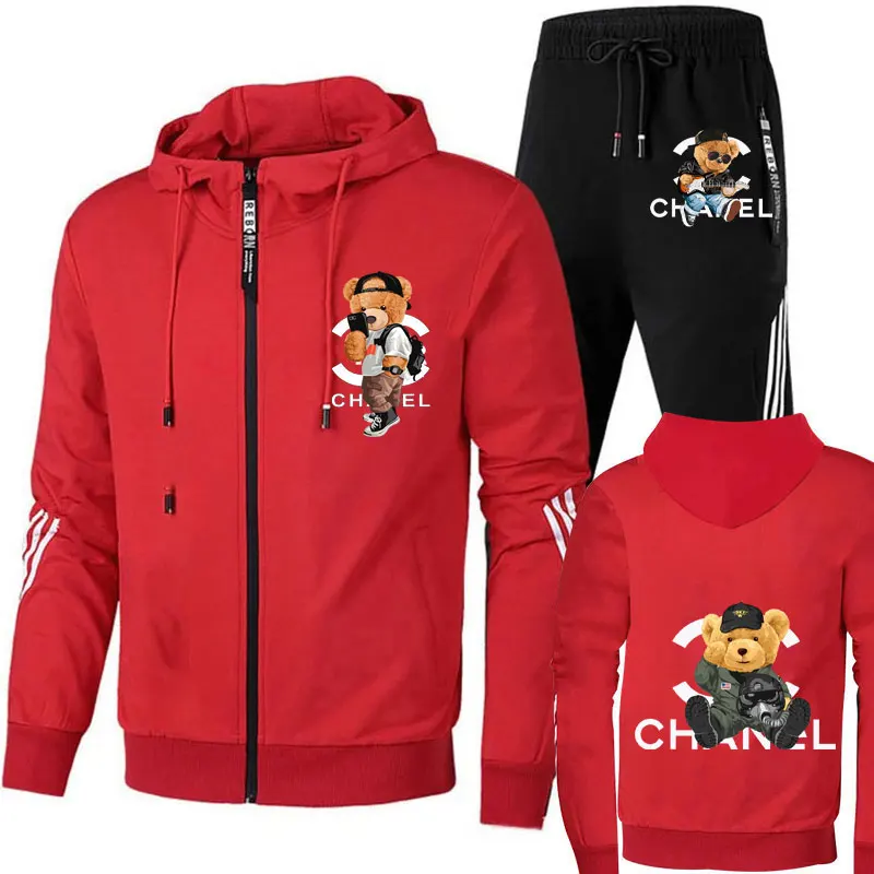 

Casual men's Sportswear Spring Sportswear men's two-piece set+sweatpants printed brand zipper men's Sweatshirt set Plus size