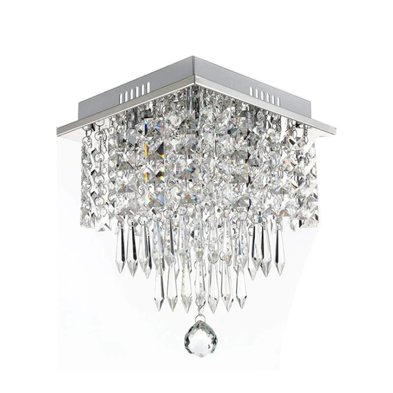 

Chandelier Light LED K9 Crystal Metal Base Small Square Crystal Lamp Bedroom Foyer Aisle Hotel