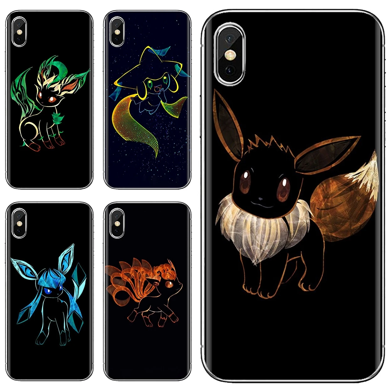 

Phone Case Cute eevee Black For iPhone 10 11 12 13 Mini Pro 4S 5S SE 5C 6 6S 7 8 X XR XS Plus Max 2020