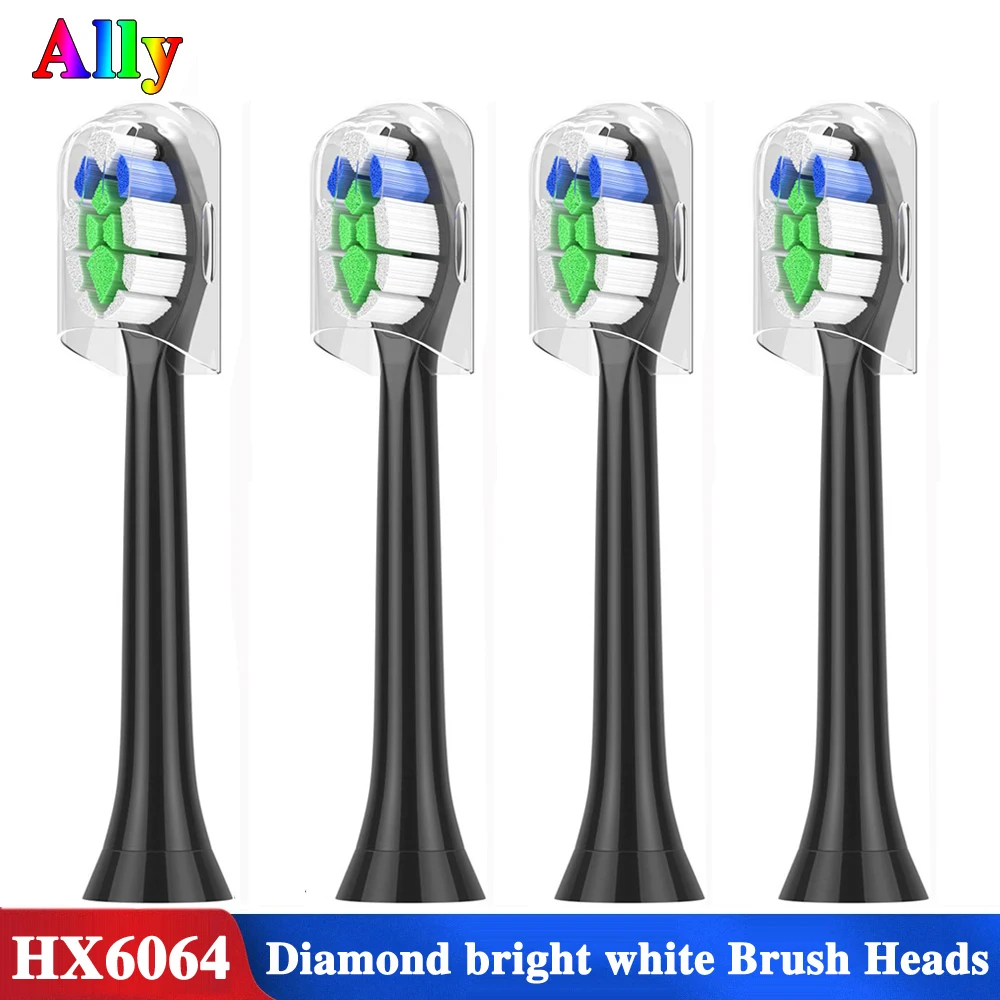4 шт. для Philips Sonicare Diamond Clean ProResults FlexCare HX6064/14 стандартная запасная деталь черного цвета 4 шт. для Philips Sonicare Diamond Clean ProResults FlexCare HX6064/14 стандартная запасная деталь черного цвета