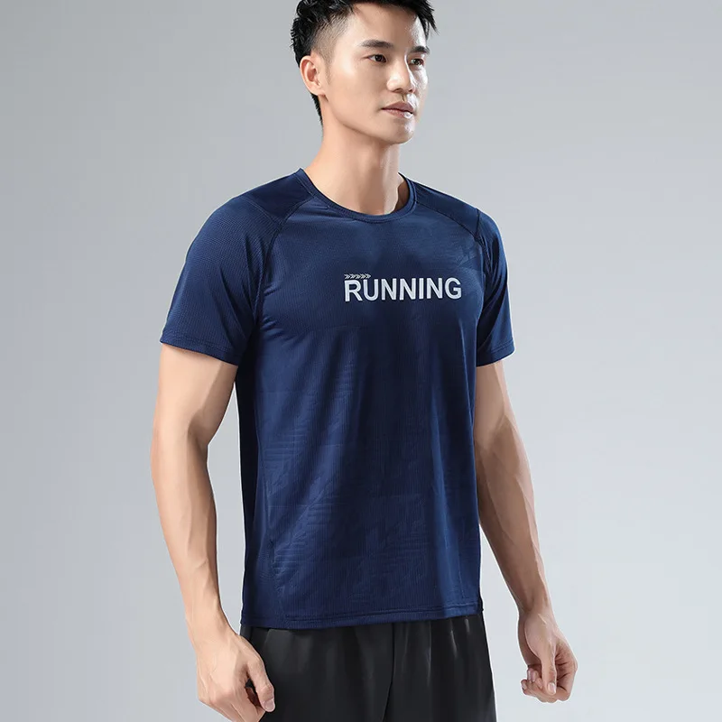 Summer Gym Shirt Sport T Shirt Men Quick Drying Running Shirt Men Workout Training Tees Fitness Tops Basketball Breathable