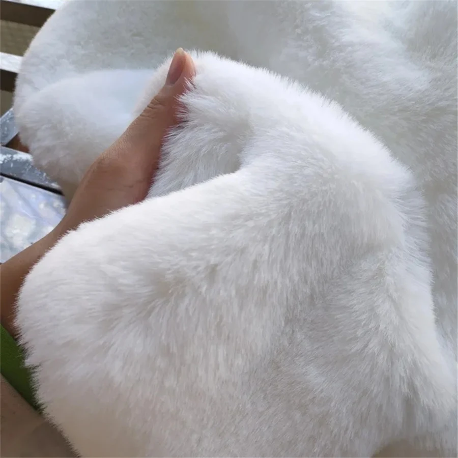 Fall Winter Mid-length Faux Rabbit Fur Vest Women Warm Thick Gilets Plush Soft Waistcoat Sleeveless Jackets Fashion Outwear Top