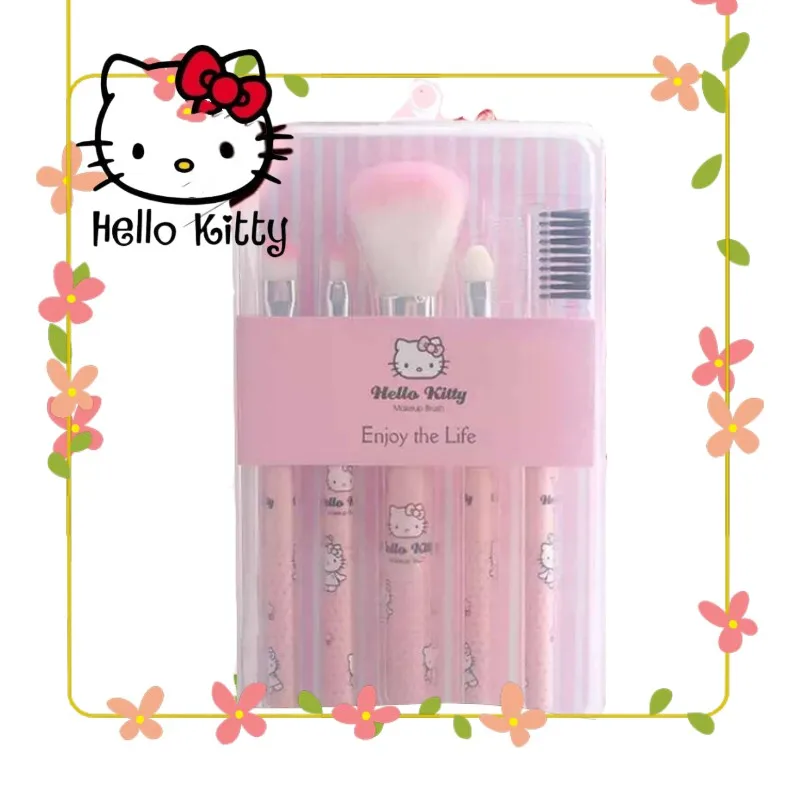 

Набор из 5 кистей для макияжа в стиле аниме Hellokitty для основы, теней для век, бровей, губ, мягкая кисть, стойкий макияж, портативный инструмент для красоты, подарок