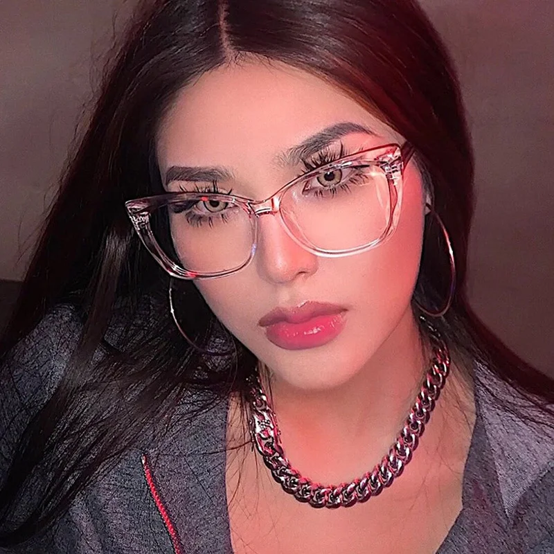 

TR90 Blue Light Blocking Glasses Women Optical Glasses Cat Eye Transparent Decorative Glasses Female Eyeglasses Frame Zero Point