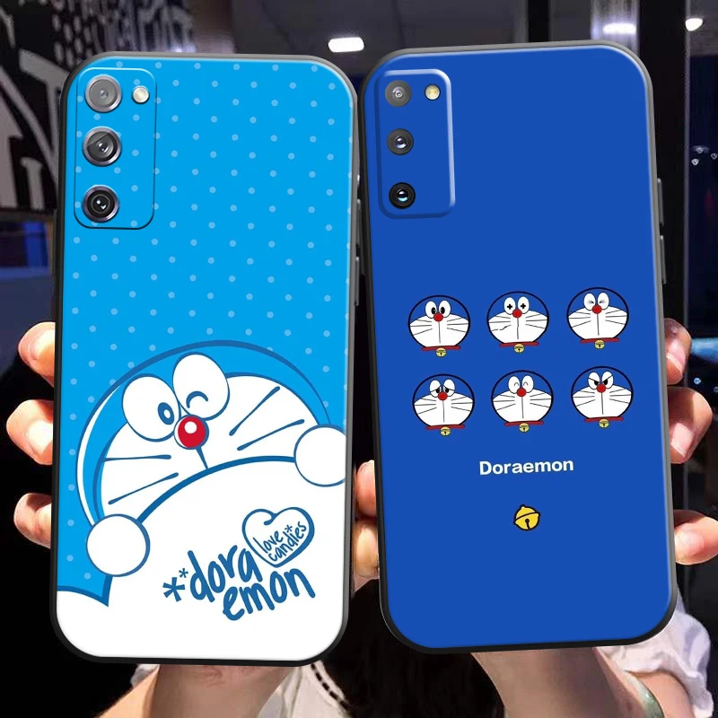 

Doraemon Phone Case For Samsung Galaxy S21 S20 Plus Ultra FE 5G Silicone Cover Coque Liquid Silicon Back Soft Funda TPU Black