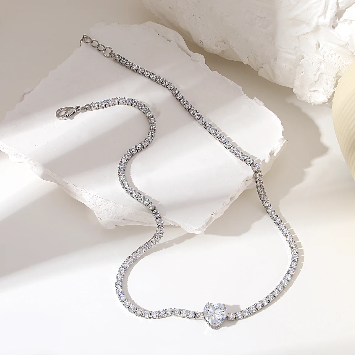 

Кулон в форме сердца Greatera из кубического циркония, цепь для тенниса, чокер из нержавеющей стали, ожерелья для женщин, ювелирные изделия, пода...