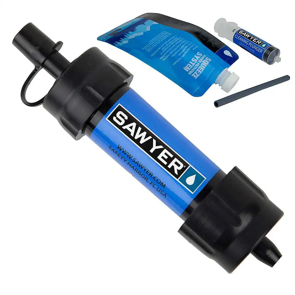 

MINI Water Filtration System w/ One 16oz (0.5-Liter) Pouch, Single, Blue