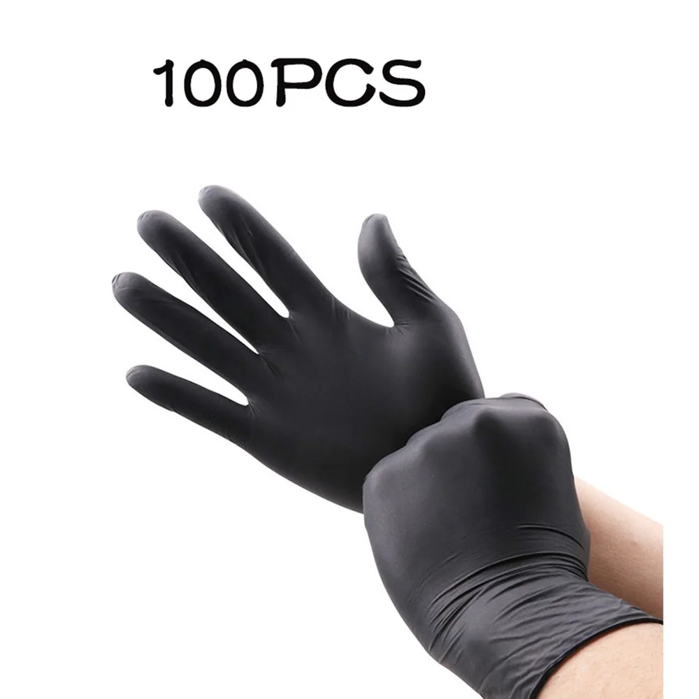 

Black Disposable Gloves Oil-Proof Nitrile Latex Gloves For Work Kitchen Household Washing Dishes Garden Cleaning 100 Pcs/Box
