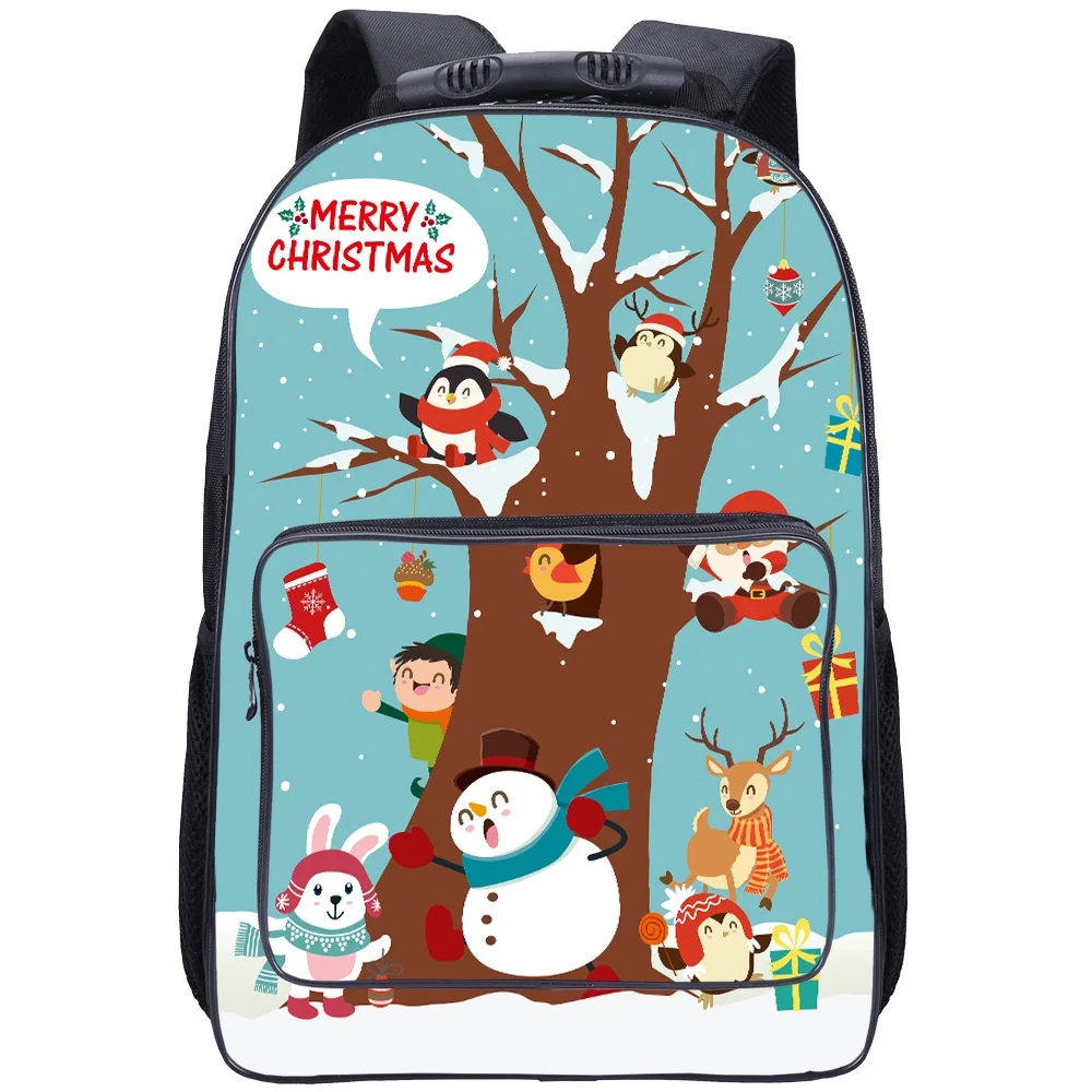 New Christmas Gift Children Cute Cartoon Santa Claus Schoolbags New Girl Boy 17 Inches Large Capacity Students Backpacks Hot