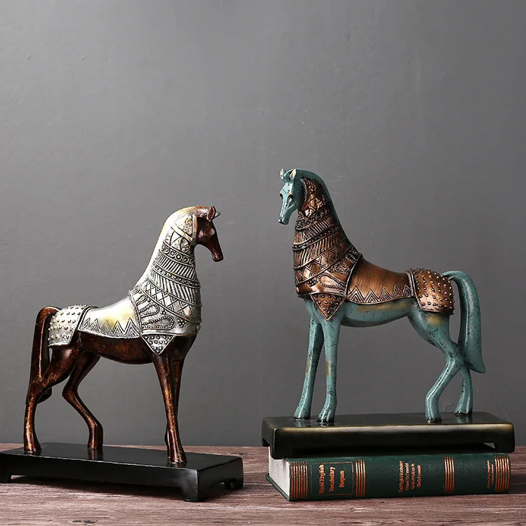 

European style horse ornaments resin crafts office decoration horse to success Tang horse ornaments living room TV cabinet
