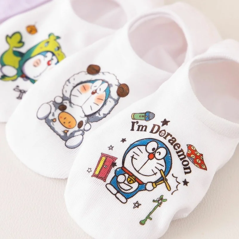 Doraemon Woman Sock Cute Anime for Women Socks Japanese Cotton Invisible Boat Sox Casual Breathable Thin Spring Summer Skarpetki