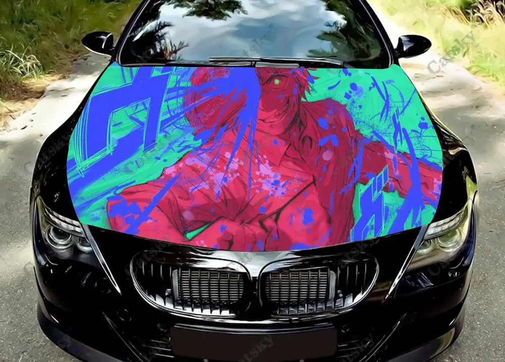 

Anime Chainsaw Man Car Hood Vinyl Sticker Wrap Vinyl Film Engine Cover Decals Protect Sticker on Car Auto Accessories Decoration