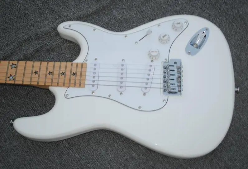 Richie Sambora Signature White ST Electric Guitar Maple Neck &amp Fingerboard Star Inlay SSH Pickups Locking Tremolo Tailpiece |