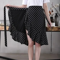 elegant ruffles bandage polka dot printed mermaid skirt 2022 spring new korean fashion high waist all match chiffon midi skirt