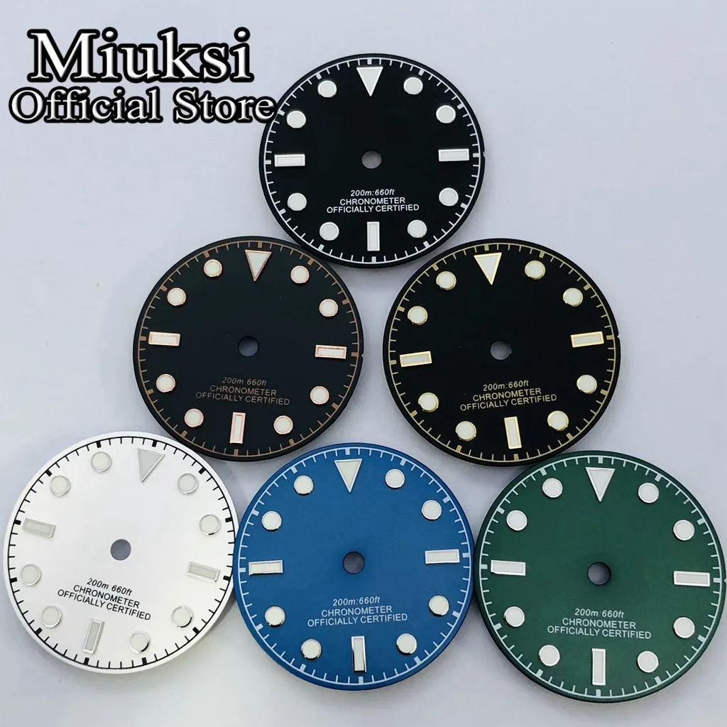 

Miuksi 29mm black blue watch dial luminous fit NH35 NH36 ETA2824 2836 Mingzhu DG2813 3804 Miyota8205 8215 821A PT5000 movement
