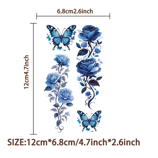 10 листов/набор большая бабочка цветок временная татуировка женская наклейка для